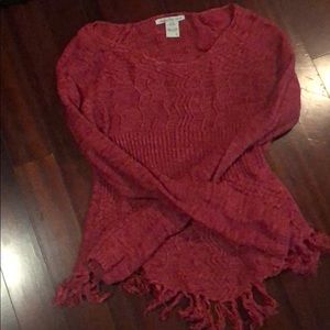 pink fringe sweater